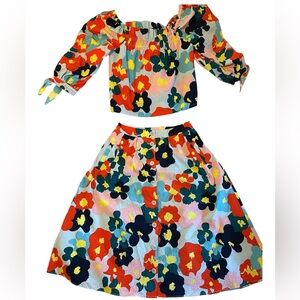 Nordstrom by Christina Martinez Floral Dress Two Piece Skirt Top Size Medium 8